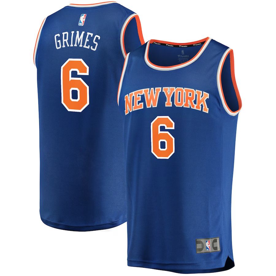 Men New York Knicks 6 Quentin Grimes Fanatics Branded Blue Fast Break Replica NBA Jersey